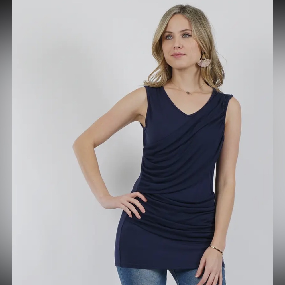 Dani Navy Ruched Front Top